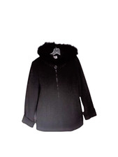 Mario De Pinto Mdp Black 100% Wool Jacket Size Small Fox Fur Collar
