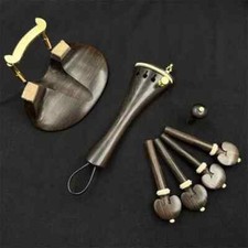 1 set new undyed ebony violin parts 4/4, chinrest, tailpiece, pegs,endpin