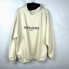 Vintage 90s San Francisco Button Collar Embroidered Sweatshirt XXL USA Made