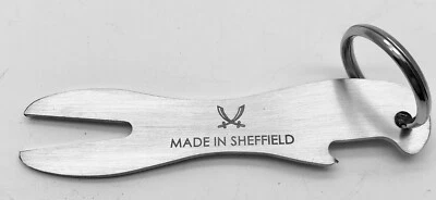 made in sheffield - stainless steel chip shop fork & bottle opener