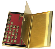 Vintage Calculator in Case IDMC Gold/Red Engraved Pocket-Size Working EUC