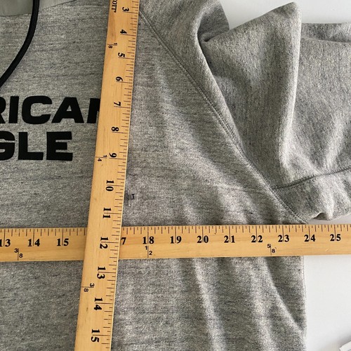 American Eagle Hoodie Mens XLT XL Tall Gray Spellout Pullover - Picture 8 of 10