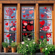 Valentines Day Decor Red Heart Stickers Decorations Happy Valentin Window Clings