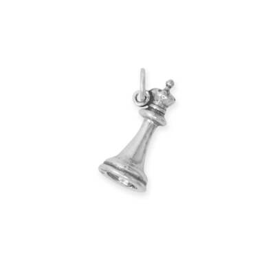 Oxidized Authentic 925 Silver 3D Queen Chess Piece Women's Bracelet Charm