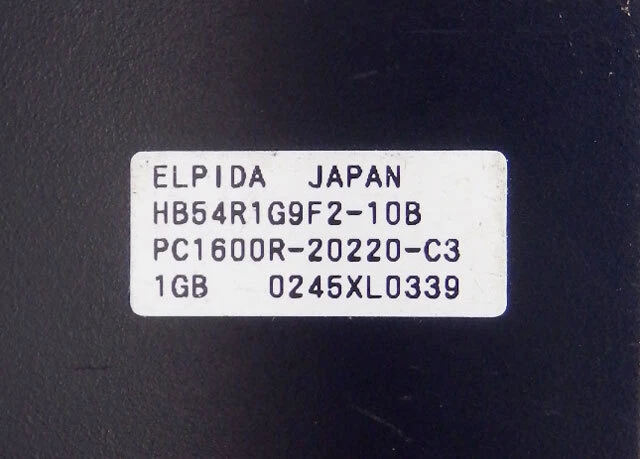 Elpida 1GB 184 Pin CL2 ECC PC1600R -20220-C3 DDR DIMM Module - Image 3 of 3