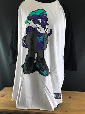 NEW ROCKSMITH INVISIBLE TIGER 3 QUARTER SLEEVE RAGLAN T-SHIRT BLACK/PURPLE SZ XL