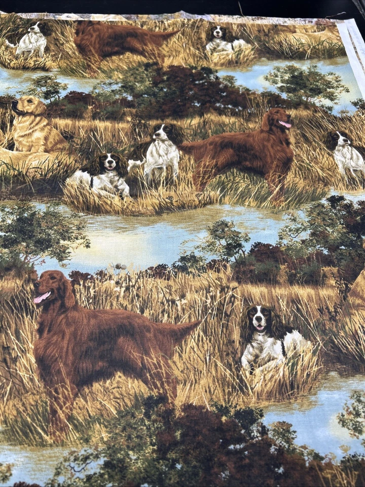 Robert May Cranston Fabric 1 1/2 Yds Panel Pillow Dog Golden Retriever Spaniel - Image 4 of 4