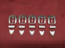 Leather Hardware - LOT Of 5 Aztec Pattern Buckle Sets -  1"