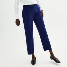 Nine West High Rise Straight Leg Trousers Pants Womens 14 Blue Business NEW