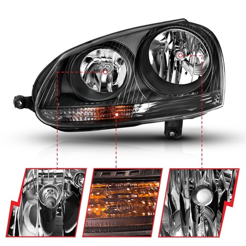 For VOLKSWAGEN JETTA 05.5-10 RABBIT GTI 06-09 CRYSTAL HEADLIGHT BLACK 121542 - Picture 2 of 4