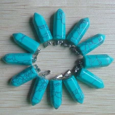 Fashion Blue Turquoise Pendulum Hexagonal Pillar piont Pendants 24pcs Wholesale