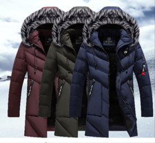 Winter Parka Men Solid Jacket Thick Warm Coat Long Hooded Jacket Fur Collar Coat