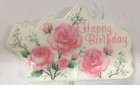 Roses on White Birthday Cake Candle Celebration Party 14cm x 6cm Cake Topper
