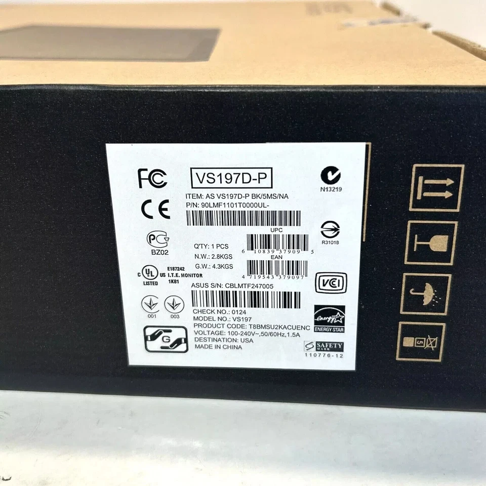 ASUS VS197D-P 18.5" Wide Screen LCD Monitor 50,000,000:1 High Contrast SmartView - Image 3 of 3