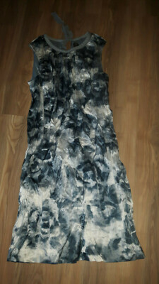 Ann Taylor Blue Silk Watercolor Cocktail Kleid Gr. 36/38 ( 8P ) TOP!!
