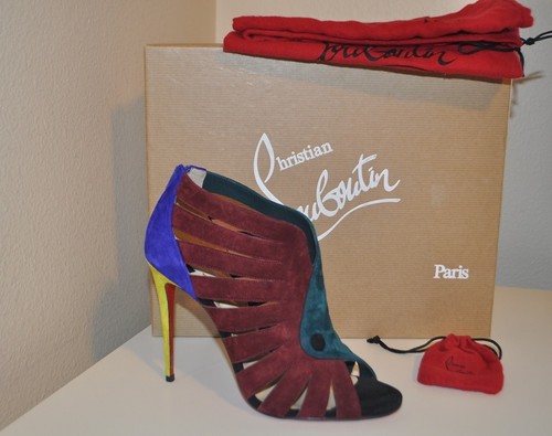Christian Louboutin TOOT MIGNONNE 100 Multi Cage Heel Bootie Pump Shoe 37.5 - 7