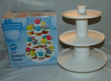 Wilton 3 Tier Dessert Tower Stand Display New NIB Plastic White Birthday Party