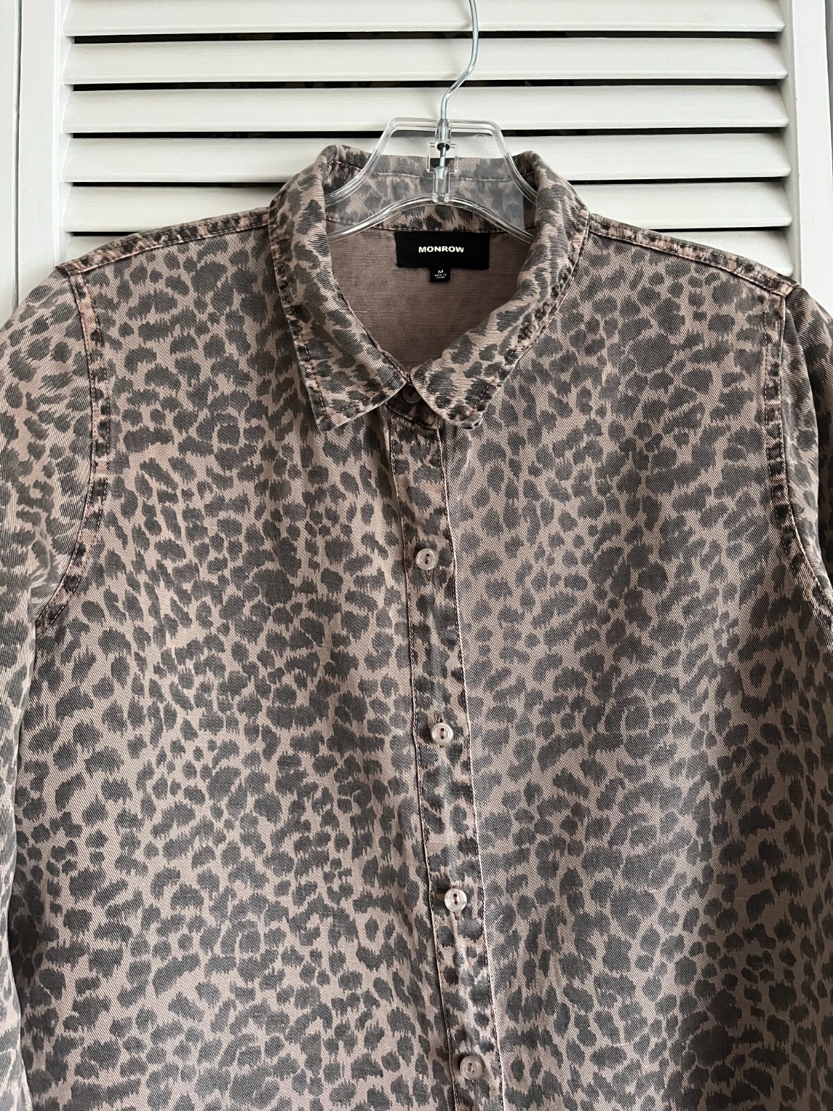 Monrow Mini Leopard Basic Shirt brown women’s med… - image 2