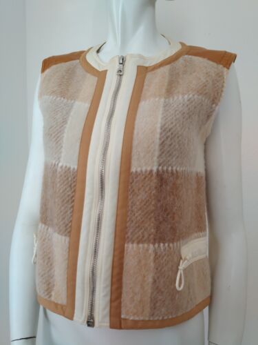Vintage Courreges 1970s Wool Cotton Leather Checke