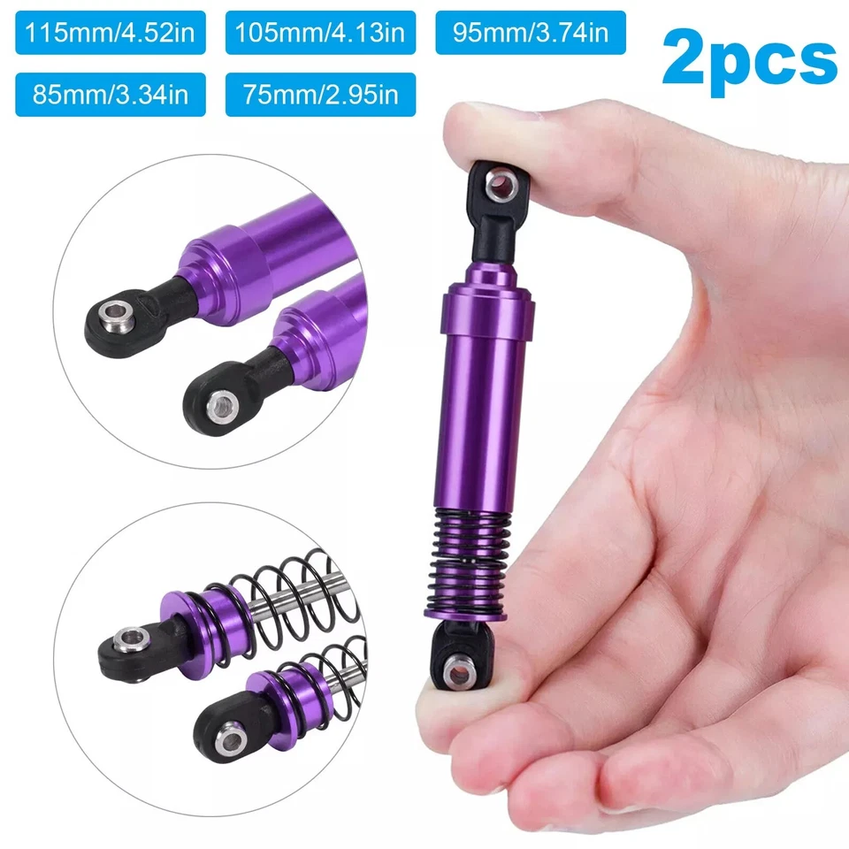 Purple 4PCS 75-115mm Big Bore Shocks Oil Filled For TRX4 LCG SCX10 RC Crawler - Image 2 of 4
