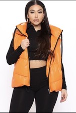 fashionova Manifesting Things I Need Puffer Vest - Orange