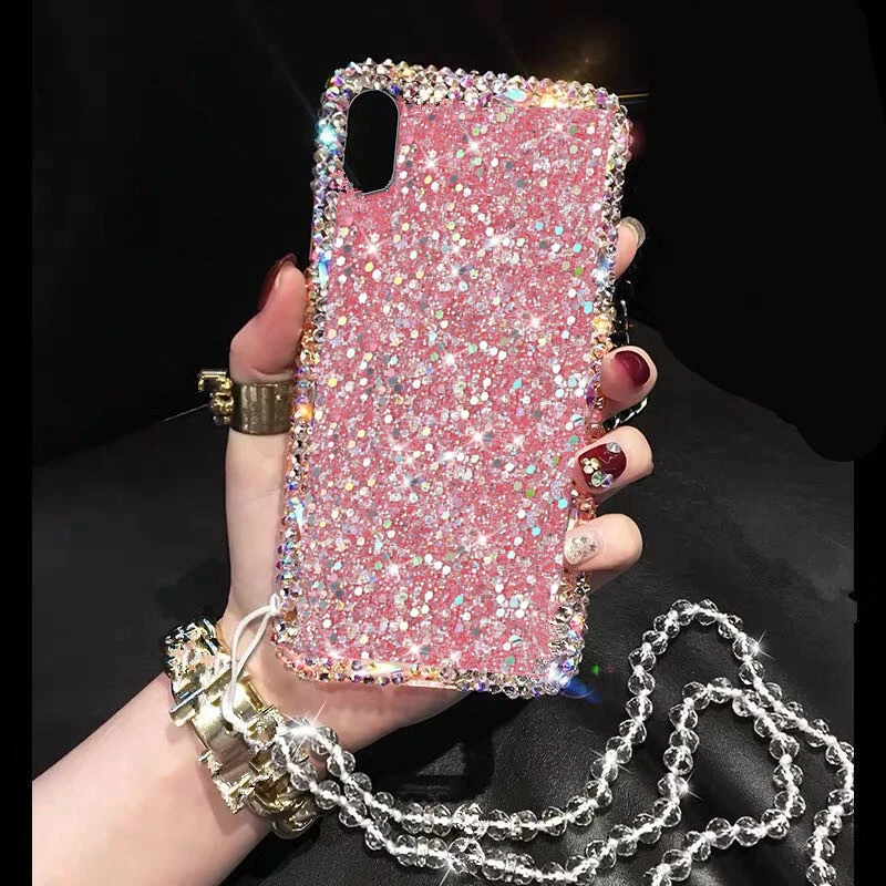 Funda protectora de cristal con diamantes de imitación brillantes para mujer para varios teléfonos Foto 2 de 4