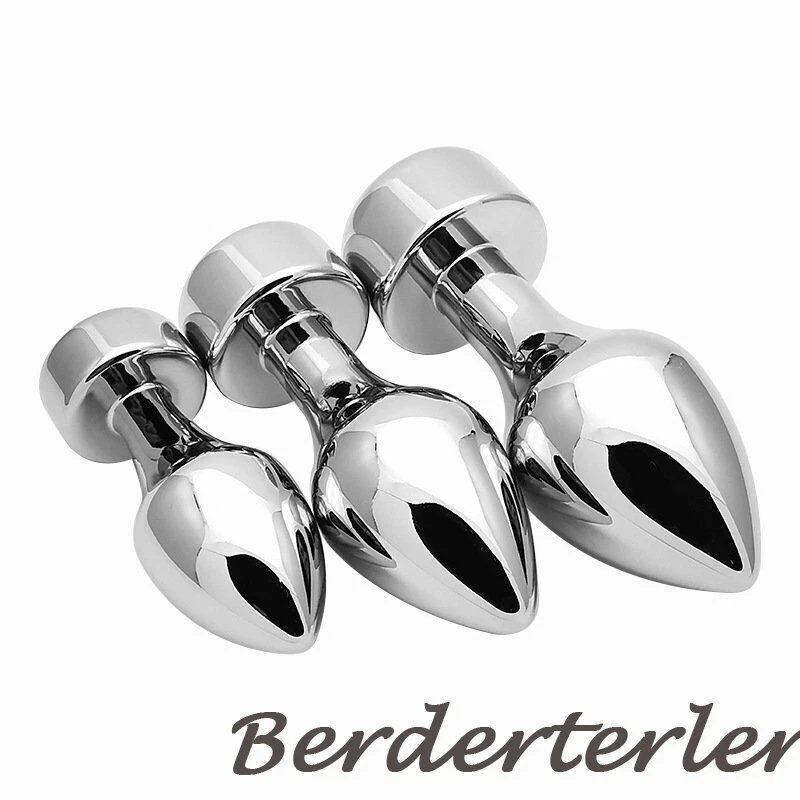 Juguetes sexuales de acero inoxidable para masturbación con tapón anal de metal con forma redonda Foto 3 de 4