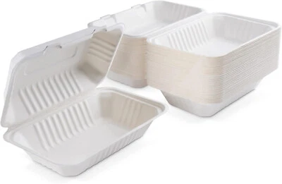 WE CAN SOURCE IT LTD Biologisch abbaubar kompostierbar Bagasse Klappboxen Zum Mitnehmen Lebensmittelbehälter 9 Zoll