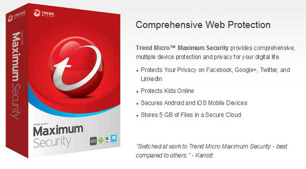 Alternate view of Trend Micro Maxlmum Security 1-3 Years 1-10 Devices
