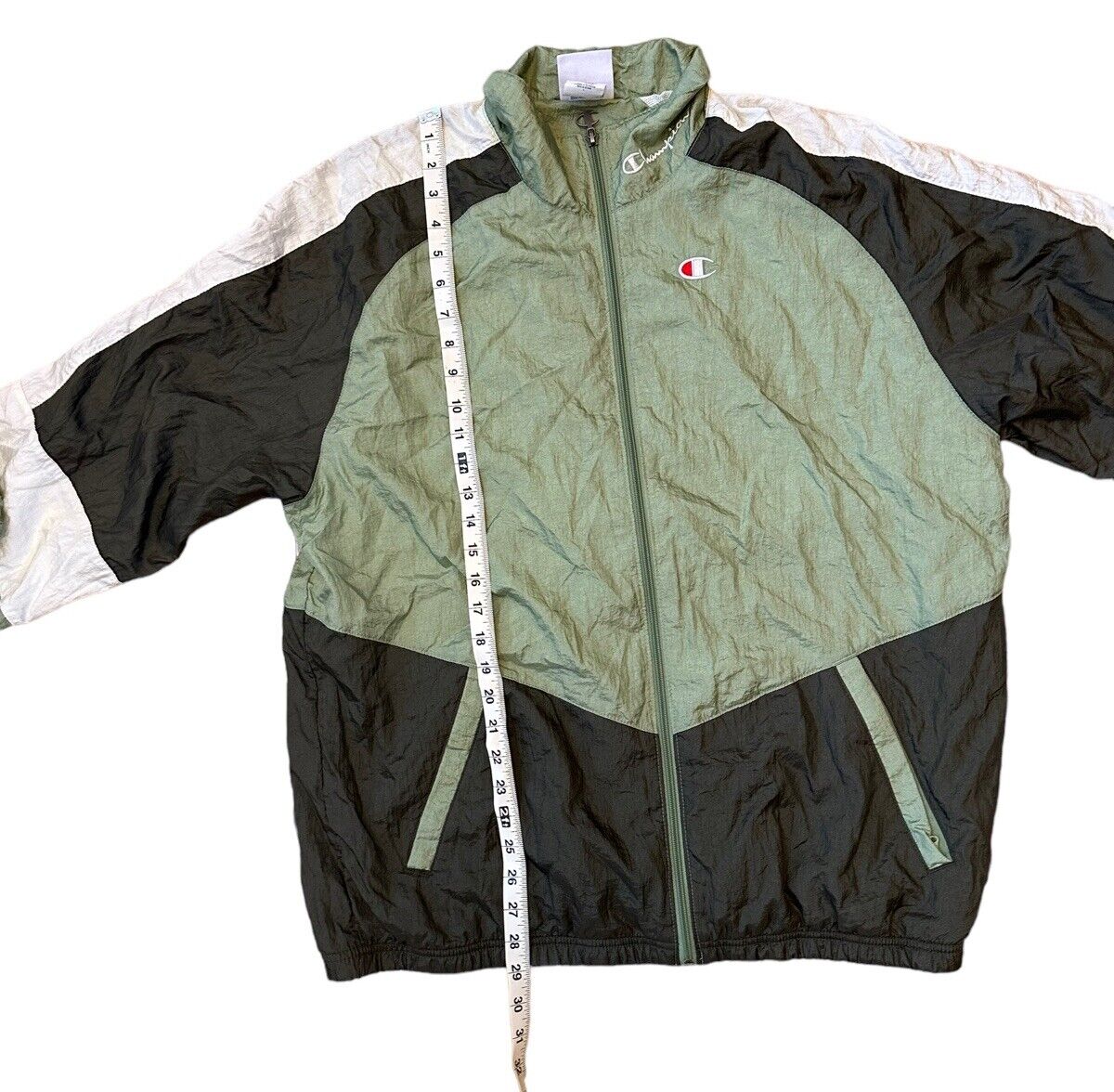 Champion Windbreaker Full Zip Green Color block Track Jacket Champion Windbreaker Full Zip Green Color block Track Jacket