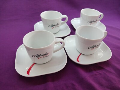 Seltene Alfredo Espresso 6oz 170ml Kaffeetassen und Untertassen x 4 von Lubiana