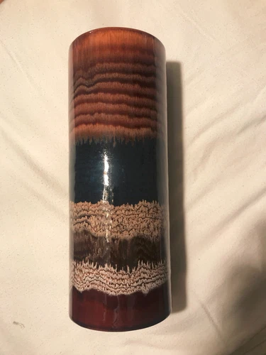 Royal Haeger Cylinder Cylindrical Vase Earth Tones Drip Glaze