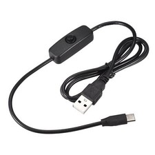 USB Cable with ON/Off Switch USB Male to Type-C Male Extension Cord 1M Black