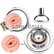 FRRK Detachable Urinal with Hole Sissy Stainless Steel Cheatity Cage with Pussy