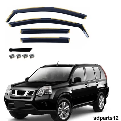 4 Déflecteurs de Vent Pluie d'Air adapté à Nissan X-Trail II (T31) 2008-2013 - Photo 1/4