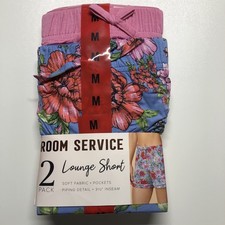 Room Service Womens Lounge Shorts 2 Pack Pink Blue Floral Modal M NWT