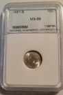 1951-S Roosevelt Dime 10c rated by National Numismatic Certification. #1165768