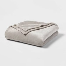 Full/Queen Microplush Bed Blanket Gray - Thre...