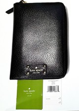 Kate Spade Wellesley 6 Ring Black Zip Around Black Leather Organizer Planner