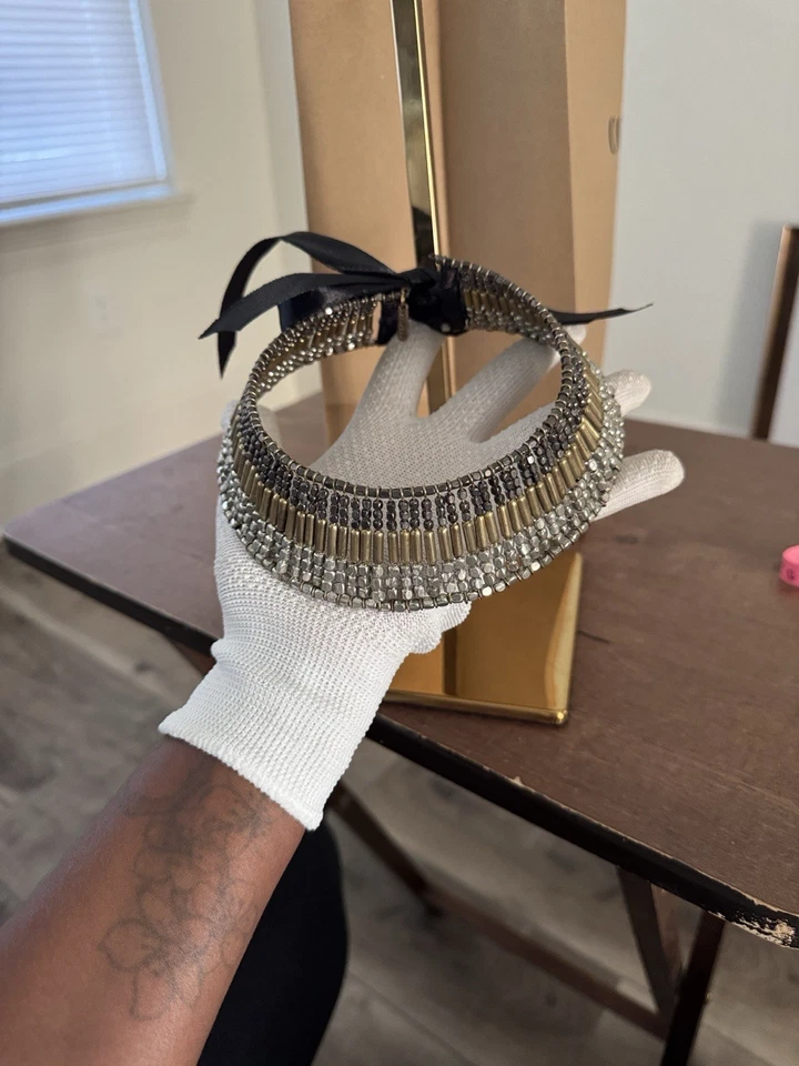 Iris Apfel & Bajalia трехцветный металлический бисер коренастый воротник заявление ожерелье - Изображение 4 из 4