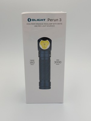 Olight Perun 3 Flashlight 3000 Lumens Midnight Blue Headlamp White Red Light