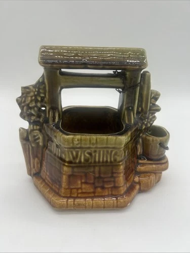 Vintage McCoy Pottery Wishing Well Planter with Chain Bucket USA