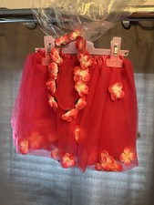 Princess Expressions Red Floral Tutu Skirt  Headband Girls Tulle Elastic Waist