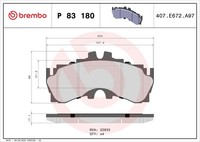 Vorderachse Brembo P 83 180 Bremsbelagsatz, Scheibenbremse FüR Lexus