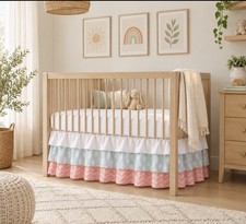 Lambs Ivy Sweet Owl Dreams Pink Heart Nursery Baby Crib Skirt