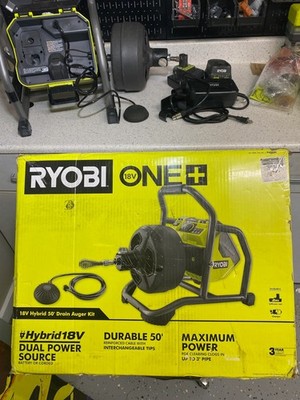 Ryobi ONE+ 18V Hybrid Drain Auger Kit P4003K 50 Cable AC