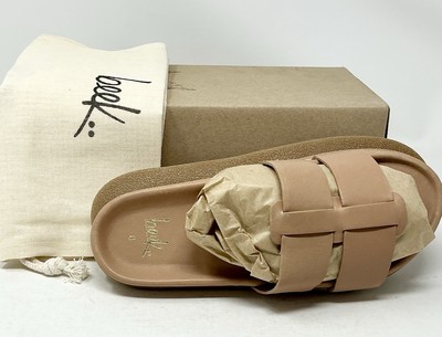 Beek Courser Leather Slides Honey Tan Sandals NIB
