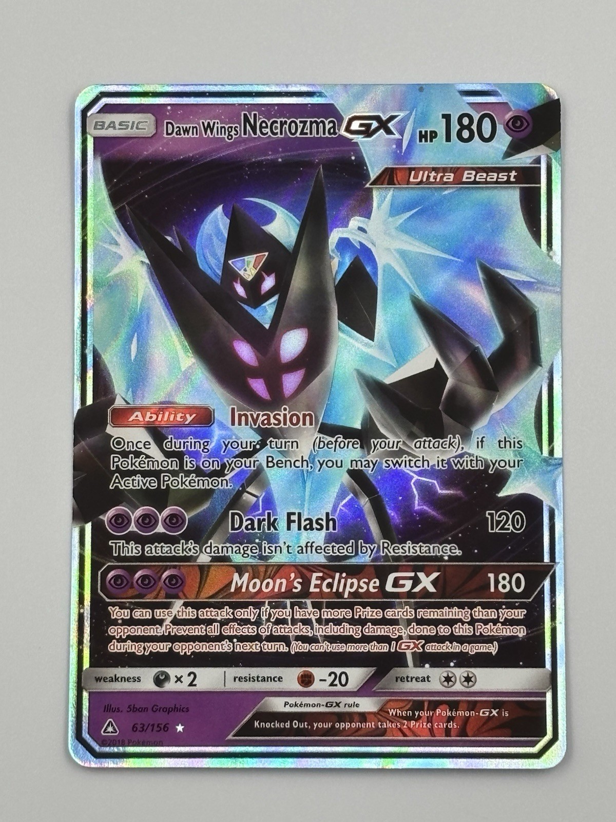 Dawn Wings Necrozma GX (Full Art) 143/156 Sm-Ultra Prism Holo MINT Pokemon Card!