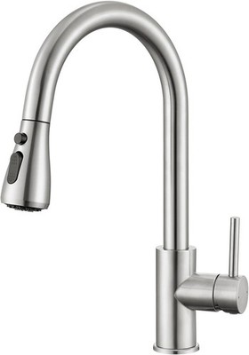 ORIGINAL Küchen-Abzieharmatur, hoher Bogenauslauf Dual Nickel gebürstet HASVREOG