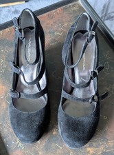 VIA SPIGA GENUINE BLACK LEASER WEDGE HEEL SHOES SIZE 7M